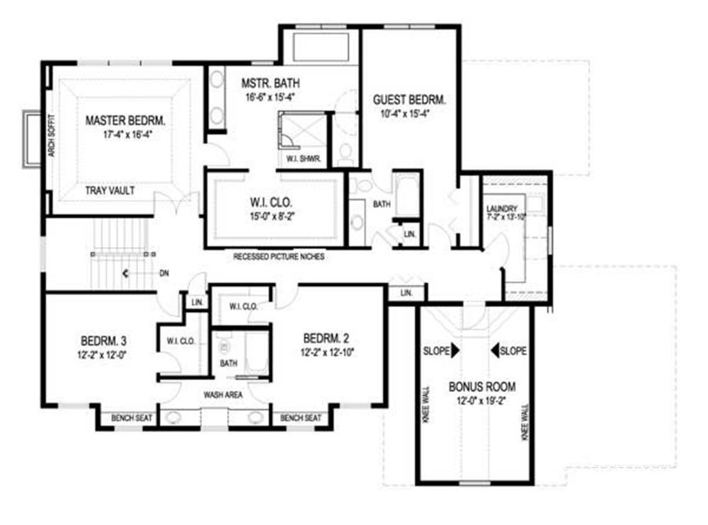 Floor Plan Second Story of Country Plan #109-1056